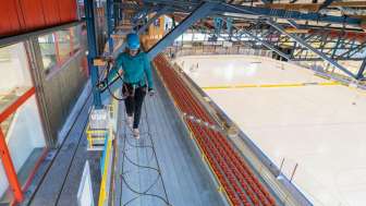 Haut au-dessus du champ de glace